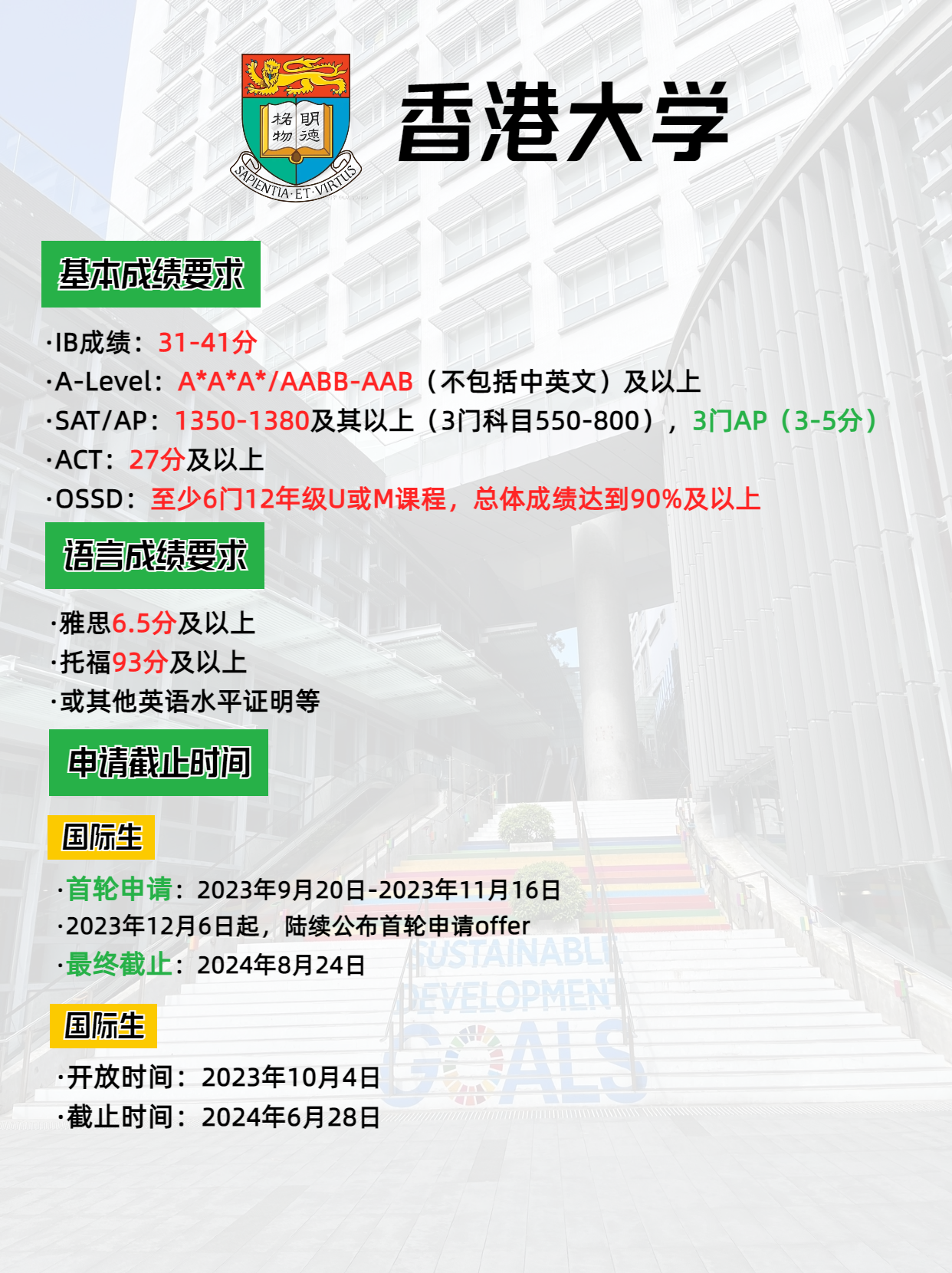 2024年香港大學(xué)本科申請(qǐng)要求、申請(qǐng)時(shí)間，別錯(cuò)過了申請(qǐng)哦